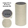 A sisal scratching post for cats, shown with dimensions and a close-up detail. Produktbild-Vorschau