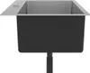A stainless steel sink with a black exterior and a drain pipe. Produktbild-Vorschau