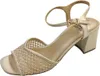 La Strada : Sandales plates pour femmes, couleur or, style Voir les images du produit 3