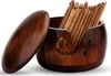 Wollschale, Garnschale mit Deckel, Holz Handgemachte Produktbild-Vorschau 1