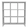 A white, empty cube shelf unit with nine compartments, shown from the front. Produktbild-Vorschau
