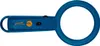 A blue metal detector with a circular loop and a handle with a logo and buttons. Produktbild-Vorschau