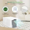 A vacuum cleaner dust bag with feature callouts. Produktbild-Vorschau