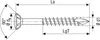 A technical drawing of a screw with dimensions indicated. Produktbild-Vorschau