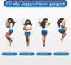 Illustration showing a person sleeping in four different positions on a mattress, with labels for each position. Produktbild-Vorschau