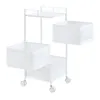 A white rolling cart with three tiers and perforated baskets, shown against a white background. Podgląd zdjęcia produktu