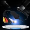 A product shot of a USB video capture device with RCA and S-Video connectors, set against a dark, abstract background with light streaks. Podgląd zdjęcia produktu