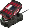 A black battery charger with a red and black battery pack on top, both are branded PARKSIDE. Produktbild-Vorschau