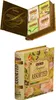 A top view of an open book-shaped tea box and a side view of the closed book-shaped tea box. Produktbild-Vorschau