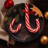 A festive Christmas scene with candy canes, a gingerbread cookie, pine branches, and ornaments on a rustic wooden plate. Produktbild-Vorschau
