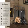Porte bûches avec pelle, balai et tisonnier - noir Voir les images du produit 2