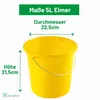 Novaliv 2 pezzi Secchio 5L Giallo con bilancia - Secchio Anteprima dell’immagine prodotto 5