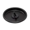 A black plastic lid with a central handle is shown against a white background. Produktbild-Vorschau