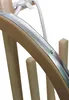 A close-up view of a wooden sled with a metal runner and rope. Produktbild-Vorschau