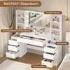 Make-uptafel met verlichting, 3 lichtkleuren, instelbare Productafbeelding-voorbeeld 2