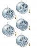 A collage of five different car wheel designs, each with a number label and a small golden accessory. Anteprima dell’immagine prodotto