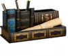 Vintage Stiftehalter aus Holz im Buch-Design – Schreibtisch Produktbild-Vorschau 1