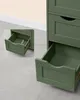 A close-up of a green cabinet with drawers, showing one drawer pulled out and another drawer detail in an inset. Náhled obrázku produktu