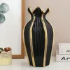 Wazon Czarny Duży ceramiczny Rękodzieło Dekoracja ze złotą Podgląd zdjęcia produktu 4