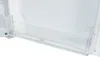 A close-up shot of an empty clear plastic shelf inside a refrigerator. Produktbild-Vorschau