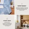 A collage of images showing bedding, care instructions, and a laundry room. Produktbild-Vorschau
