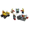 A collection of LEGO City mining-themed toys, including minifigures, a mining vehicle, and a mine structure. Produktbild-Vorschau
