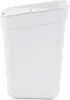 A white trash can with a slanted opening. Voir les images du produit