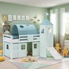 Homestyle4u Kinder Hochbett 90x200 Rutsche Vorhang Tunnel Produktbild-Vorschau 1