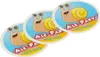 Three circular stickers featuring a cartoon snail character with the text 'ALE-PARY MISZ-MASZ'. Podgląd zdjęcia produktu