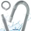 A gray corrugated hose extension for a washing machine or dishwasher, shown with water splashes and the brand logo. Produktbild-Vorschau