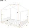 A diagram of a white house-shaped bed with dimensions indicated by yellow lines and numbers. Produktbild-Vorschau