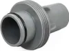 A close-up studio shot of a gray plastic pool filter pump adapter with threaded connectors and a black O-ring seal. Voir les images du produit