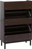 A dark brown shoe cabinet with black legs, shown from the front. Podgląd zdjęcia produktu