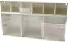 A wall-mounted storage unit with multiple clear bins. Produktbild-Vorschau