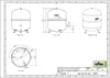 Technical drawing of a pressure expansion vessel with multiple views and dimensions. Anteprima dell’immagine prodotto