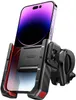 A smartphone is mounted on a black and red bike holder. Produktbild-Vorschau