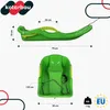 A green plastic sled with yellow accents, shown from a side profile and a top-down view, with dimensions indicated by lines and text. Náhled obrázku produktu