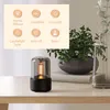 A product image with overlaid feature icons and text, showing an aroma diffuser on a table. Podgląd zdjęcia produktu