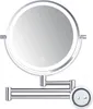 A close-up studio shot of a silver LED makeup mirror mounted on a wall. Produktbild-Vorschau