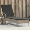 Sonnenliege mit Rollen und Auflage Hellgrau Poly Rattan Produktbild-Vorschau 2