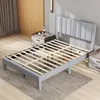 A bed frame with a padded headboard is shown in a room with a nightstand and curtains. Náhled obrázku produktu