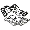 A black and white illustration of a circular saw. Produktbild-Vorschau