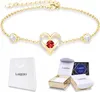 Gold Herz Armband mit Zirkonia Rotes Auge Zirkonia 925 Produktbild-Vorschau 1
