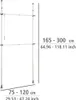A diagram showing the dimensions of a telescopic wardrobe system. Produktbild-Vorschau