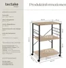 A diagram showing the dimensions of a kitchen trolley, with text providing technical specifications and delivery information. Náhled obrázku produktu