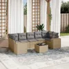 vidaXL 8-tlg. Garten-Sofagarnitur mit Kissen Beige Poly Produktbild-Vorschau 2