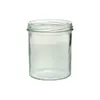 A clear glass jar with a threaded rim, isolated on a white background. Podgląd zdjęcia produktu