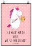 Mr. & Mrs. Panda Bild Einhorn Künstler DIN A5 - Rot Pastell Produktbild-Vorschau 1