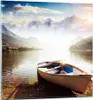 Bilder auf glas - Berge See Boot - 70x70cm - Glasbilder - Produktbild-Vorschau 1