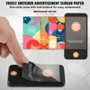 A hand is shown peeling a protective film off a restaurant pager, with several colorful advertisement cards displayed behind it. Anteprima dell’immagine prodotto